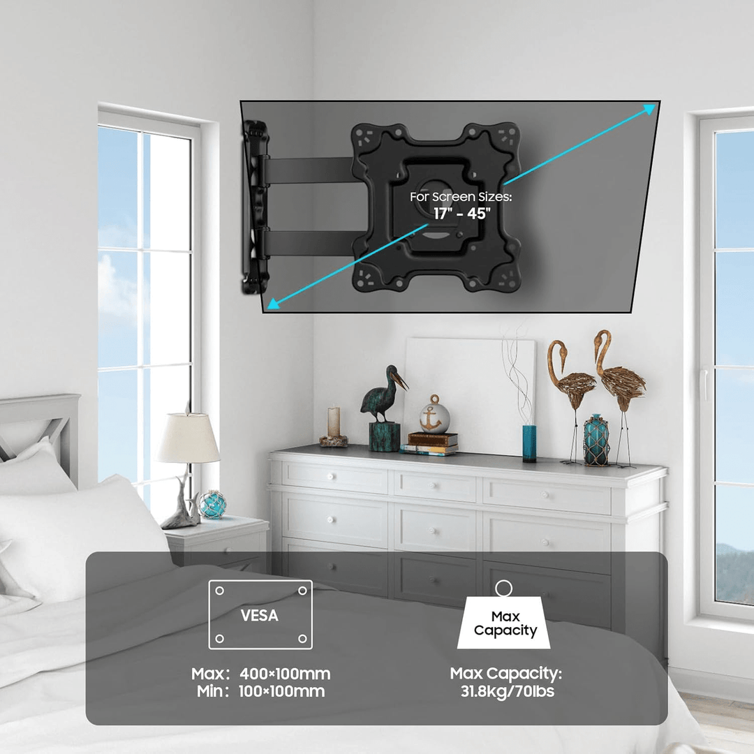 Support mural TV articulé et extensible pour écrans 13–32’’