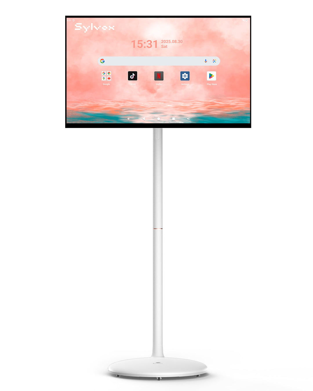 TV mobile 27’’ Smart TV sur pied avec écran tactile et batterie intégrée