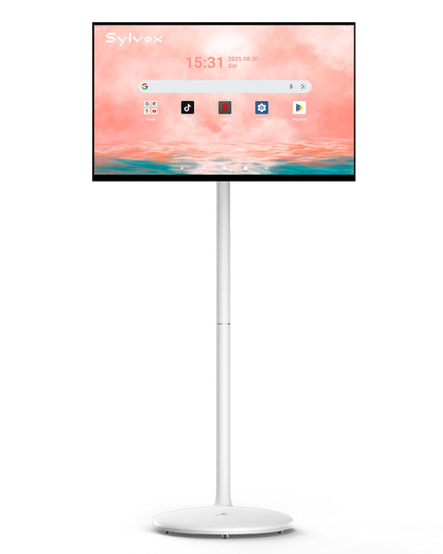 TV mobile 27’’ Smart TV sur pied avec écran tactile et batterie intégrée