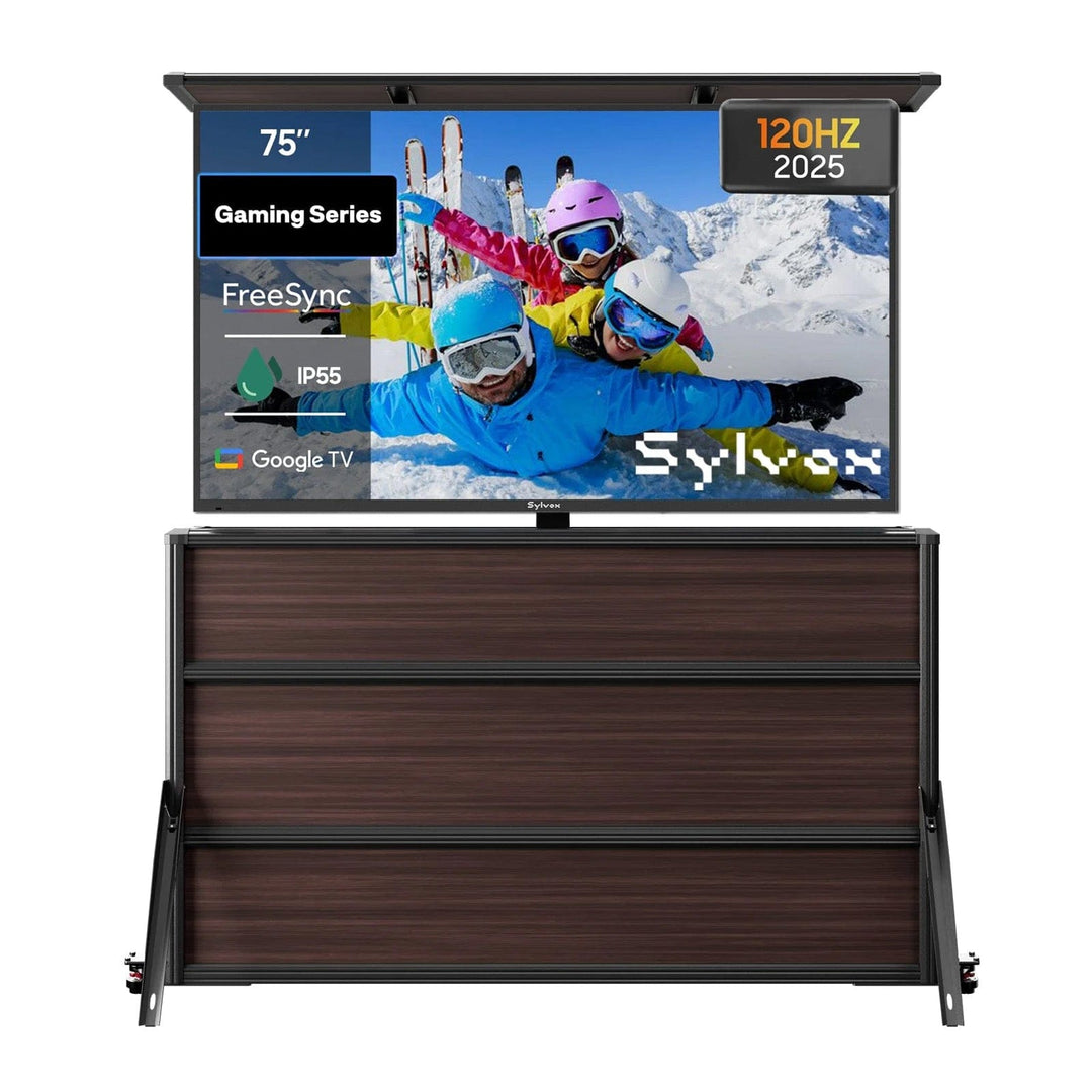 75" Gaming TV extérieure + meuble élévateur