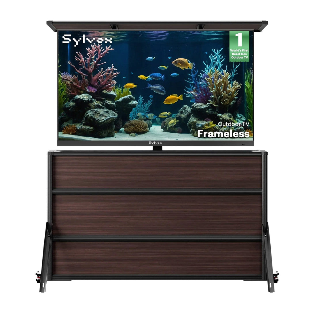 65" Frameless TV extérieure + meuble élévateur