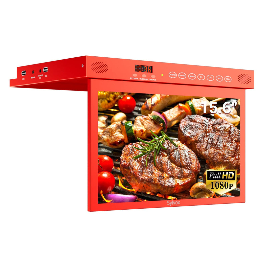 TV cuisine 15,6’’ sous meuble rabattable – Rouge