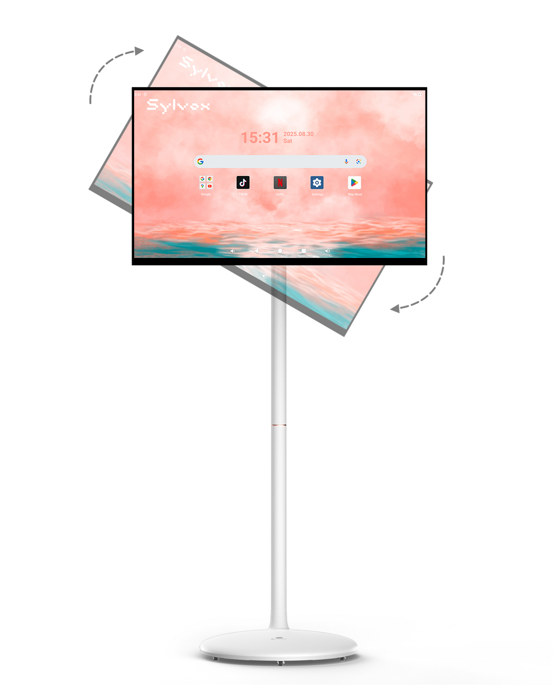 TV mobile 27’’ Smart TV sur pied avec écran tactile et batterie intégrée