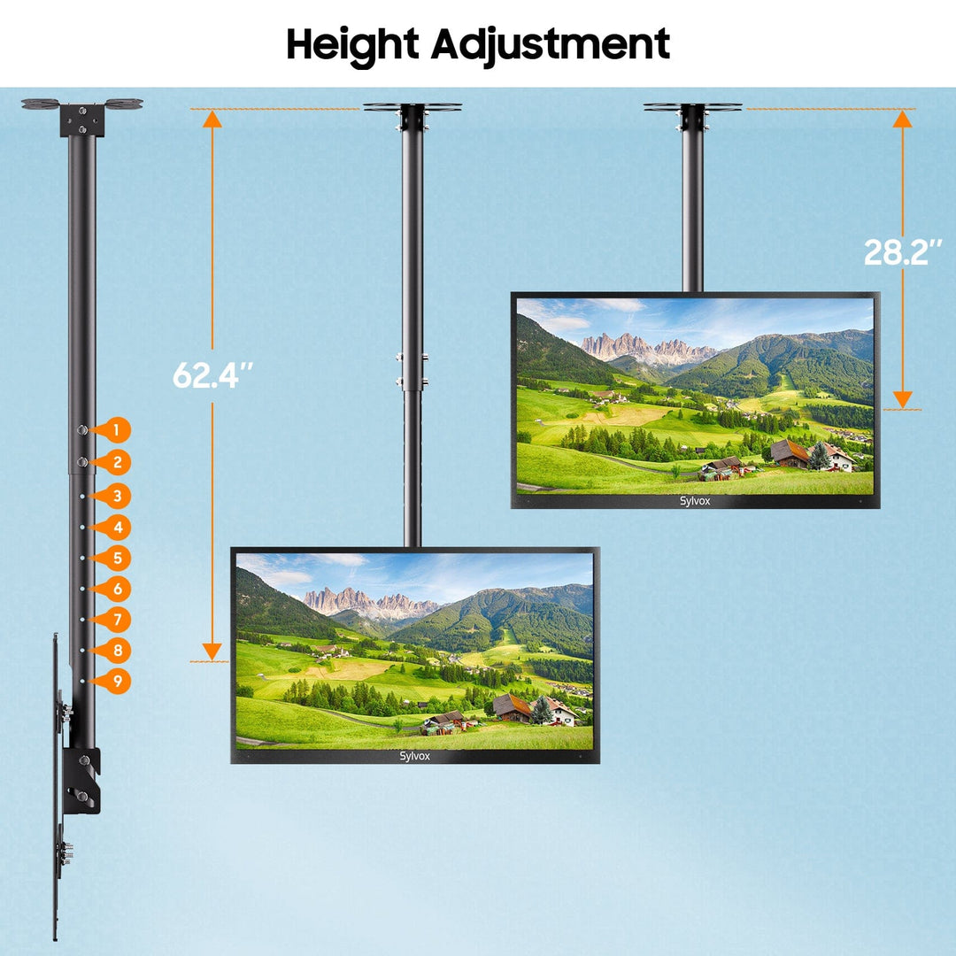 Support TV plafond extérieur réglable en hauteur