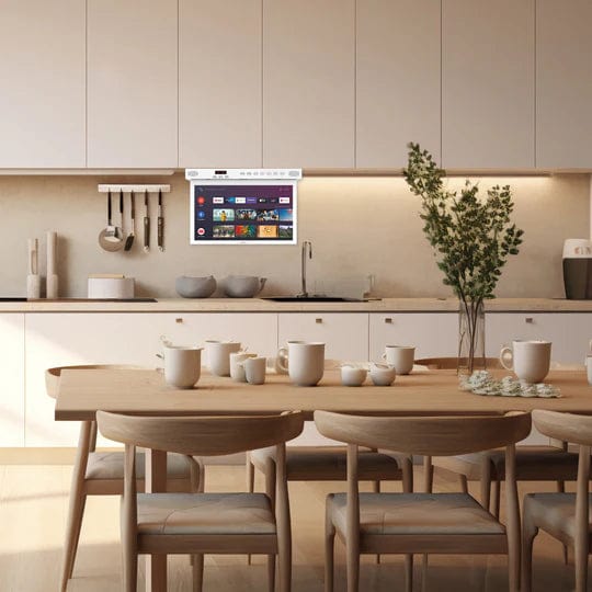 TV cuisine 15,6’’ sous meuble rabattable – Blanc