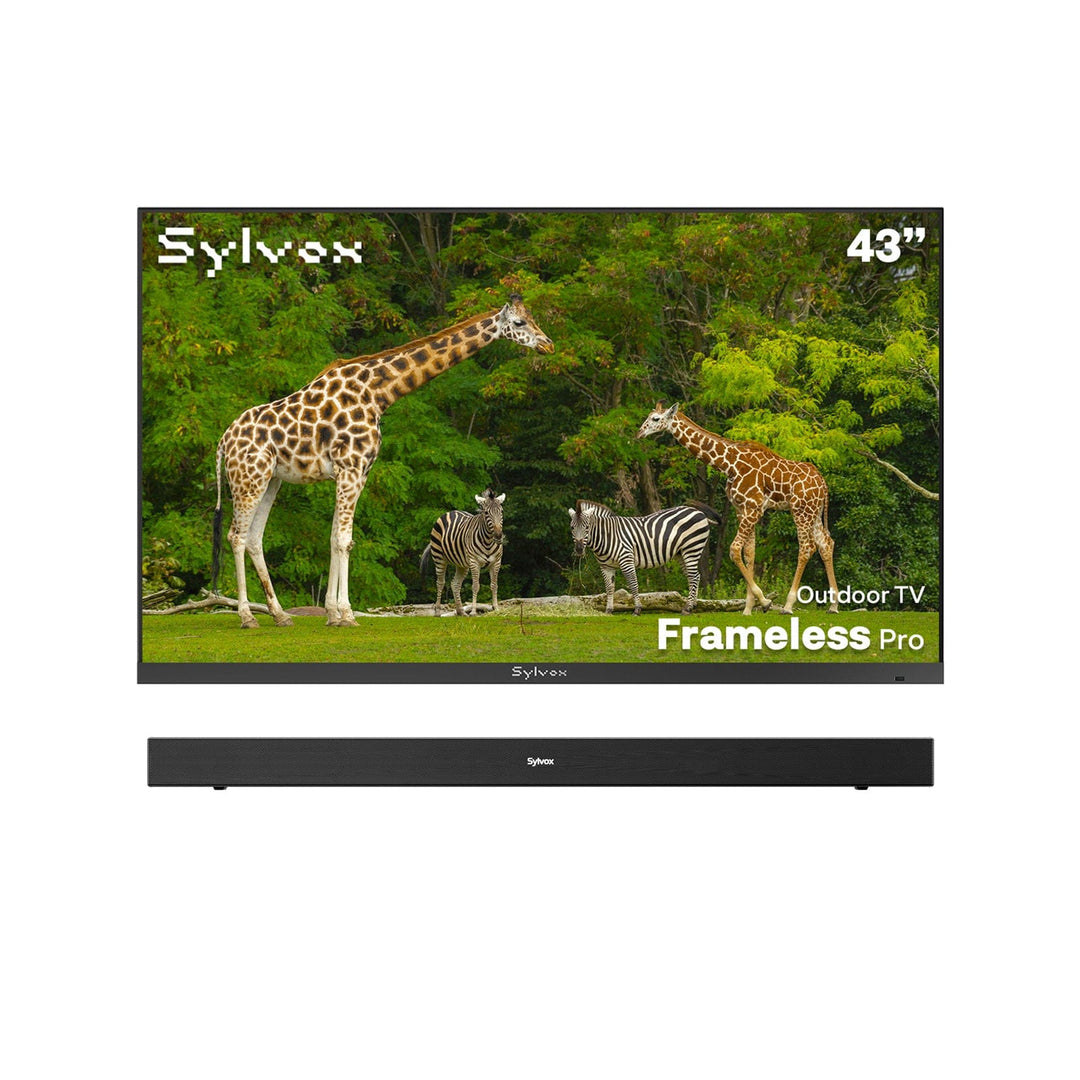 SMART Google TV Extérieur 43’’ 4K UHD Plein Soleil – Cadre Ultra-Fin – Série Frameless Pro