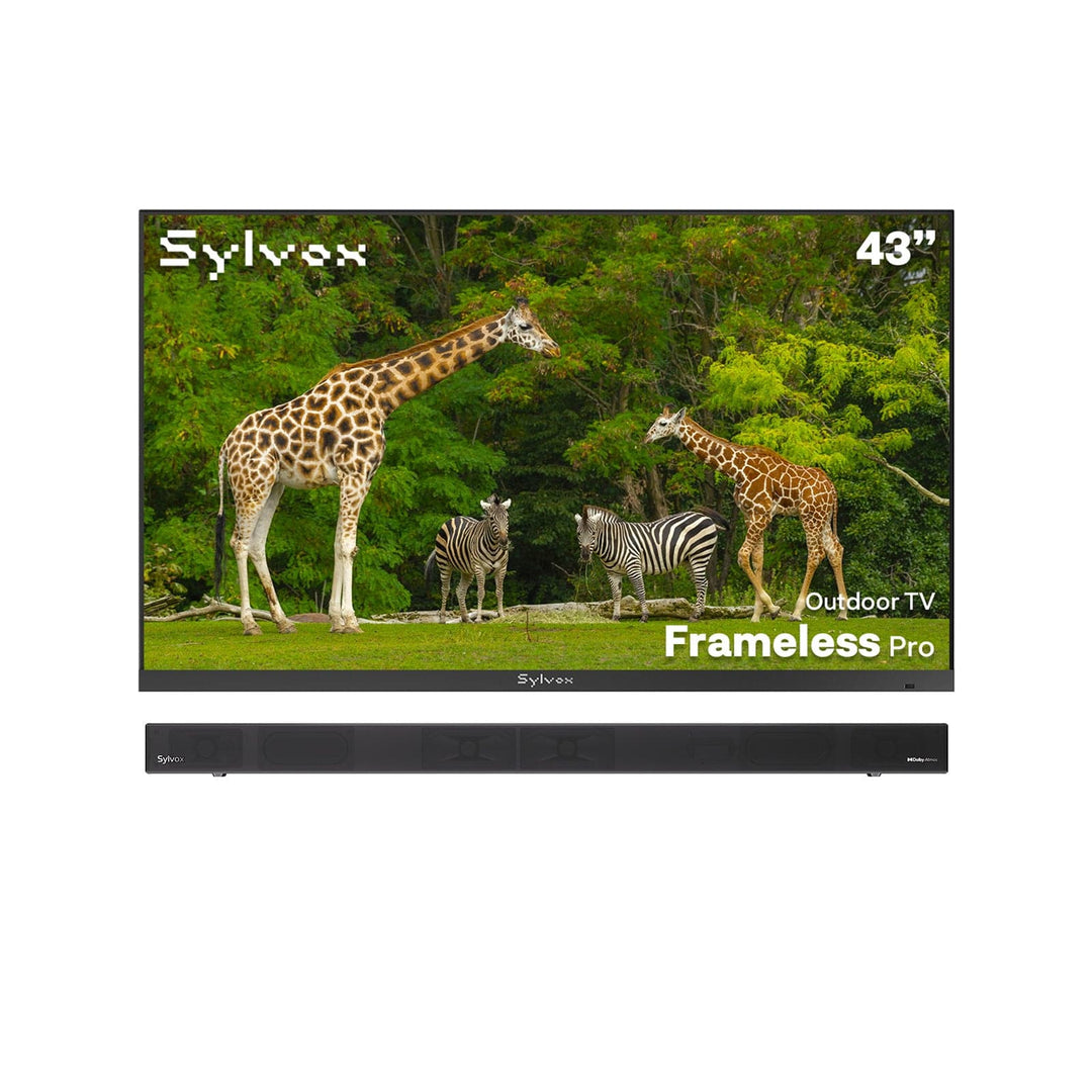 SMART Google TV Extérieur 43’’ 4K UHD Plein Soleil – Cadre Ultra-Fin – Série Frameless Pro