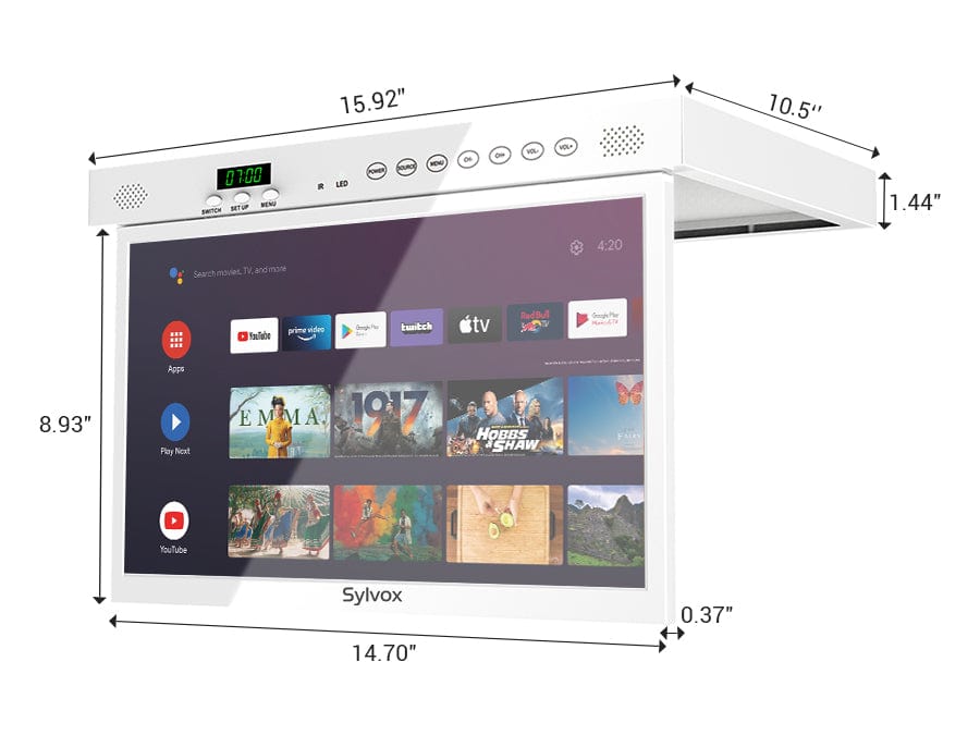 TV cuisine 15,6’’ sous meuble rabattable – Blanc
