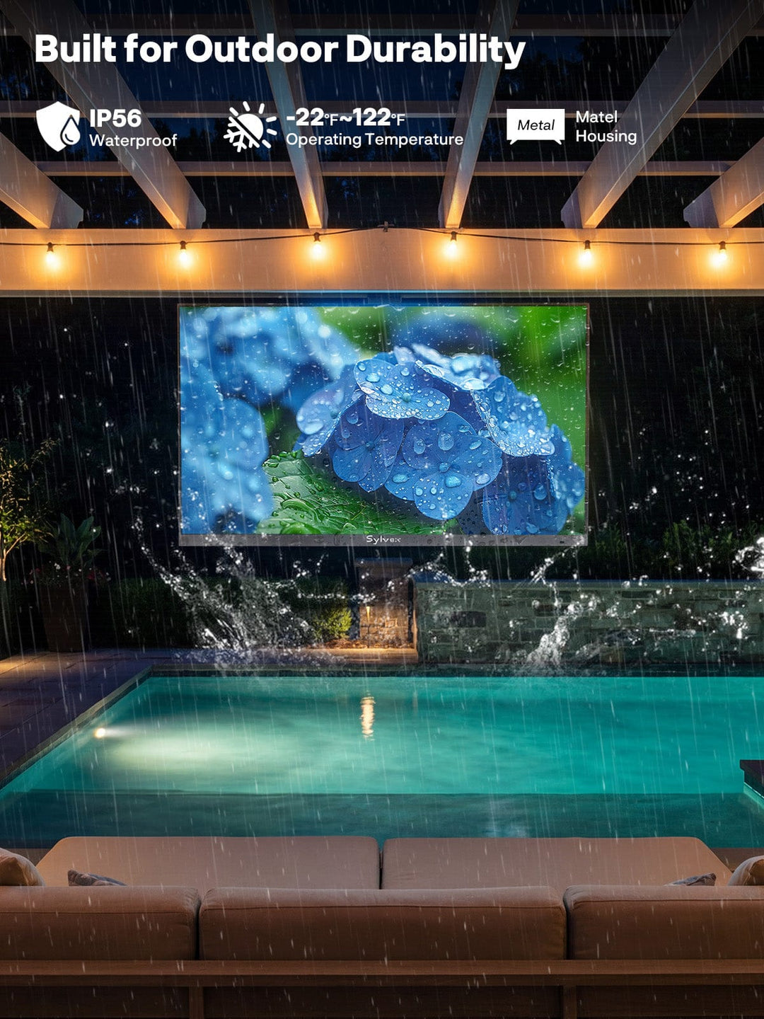 SMART Google TV Extérieur Étanche 65’’ 4K UHD – Cadre Ultra-Fin – Frameless