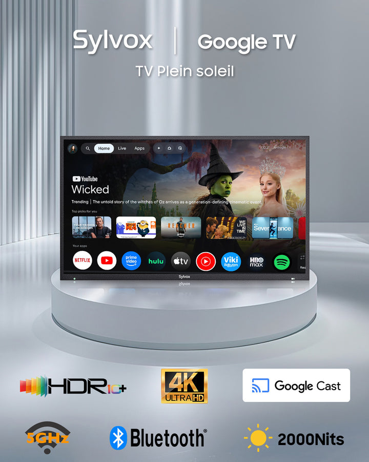 SMART Google TV Extérieur Étanche Plein Soleil 43’’ (109 cm) 4K UHD – Pool Pro 3.0