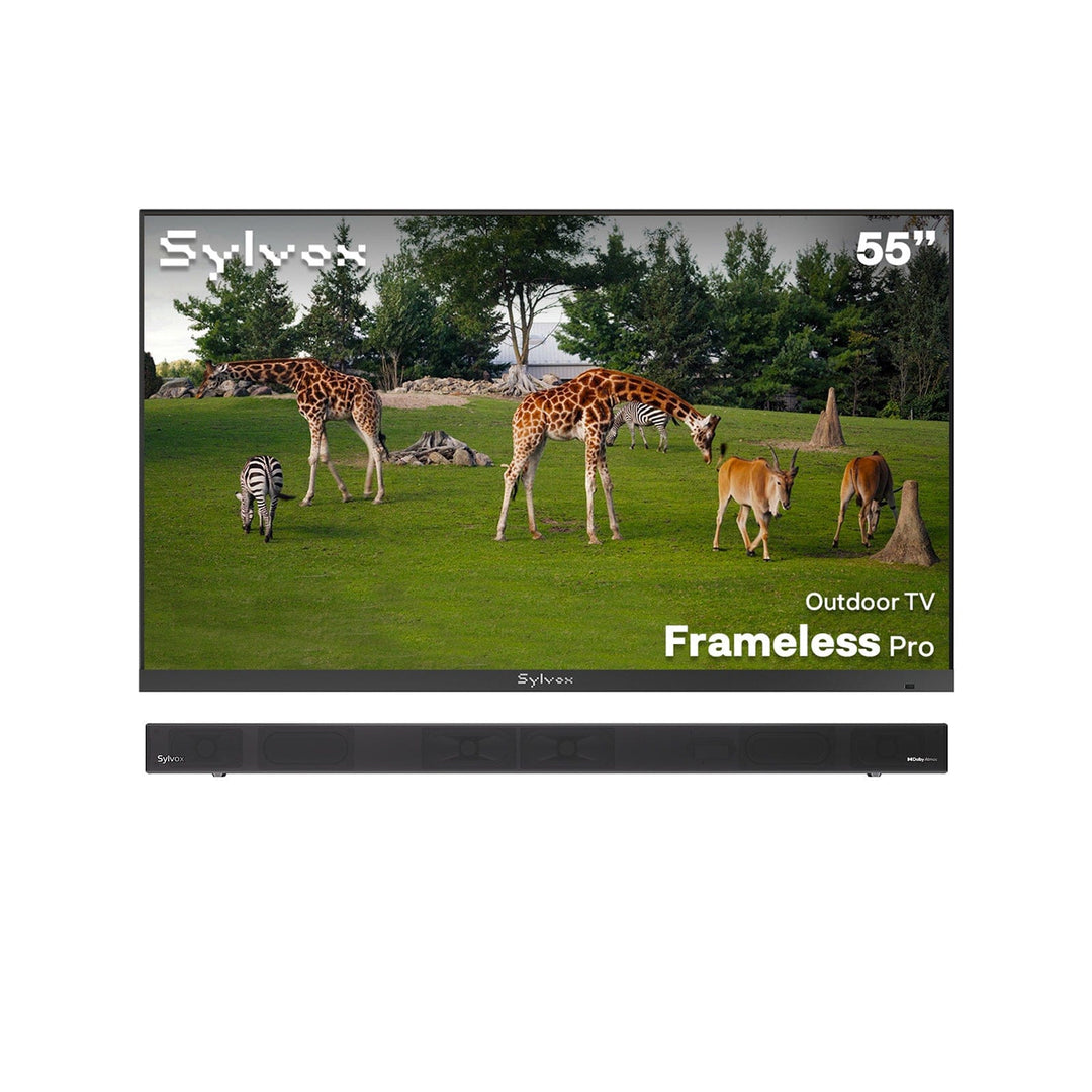 SMART Google TV Extérieur 55’’ 4K UHD Plein Soleil – Cadre Ultra-Fin – Série Frameless Pro