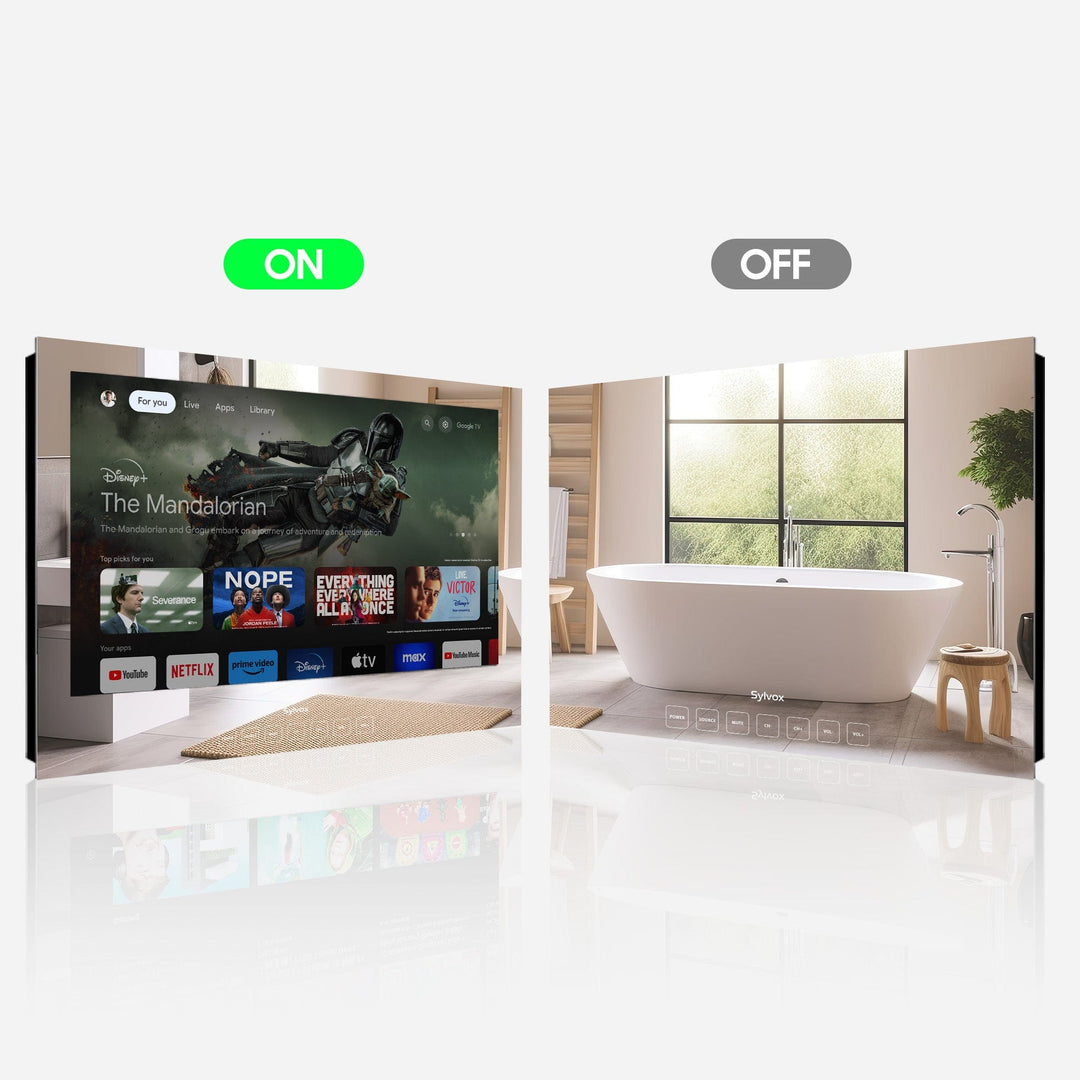 TV miroir étanche 32’’ murale pour salle de bain avec Smart TV