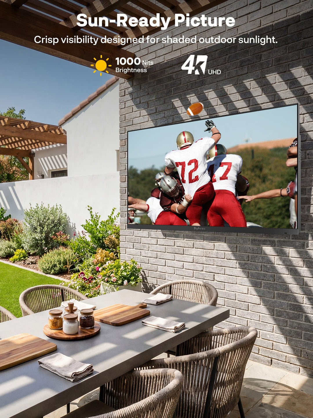 SMART Google TV Extérieur Étanche 75’’ 4K UHD – Cadre Ultra-Fin – Frameless