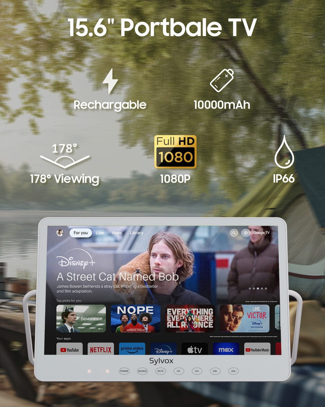 TV portable 15,6’’ Smart étanche pour bateau ou camping-car
