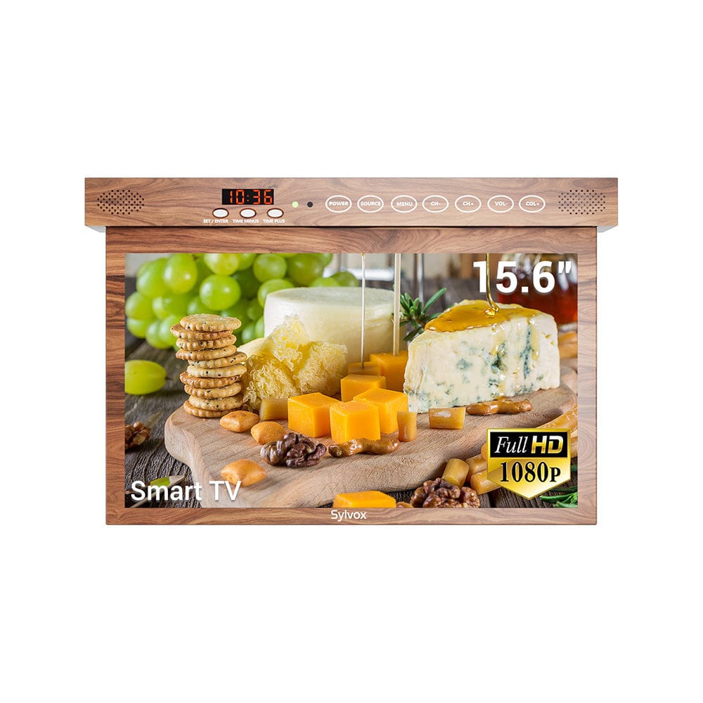 TV cuisine 15,6’’ sous meuble rabattable – Effet bois