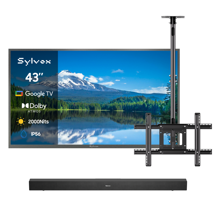 SMART Google TV Extérieur Étanche Plein Soleil 43’’ (109 cm) 4K UHD – Pool Pro 3.0