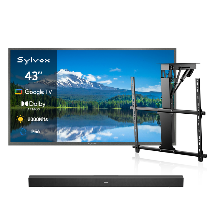 SMART Google TV Extérieur Étanche Plein Soleil 43’’ (109 cm) 4K UHD – Pool Pro 3.0