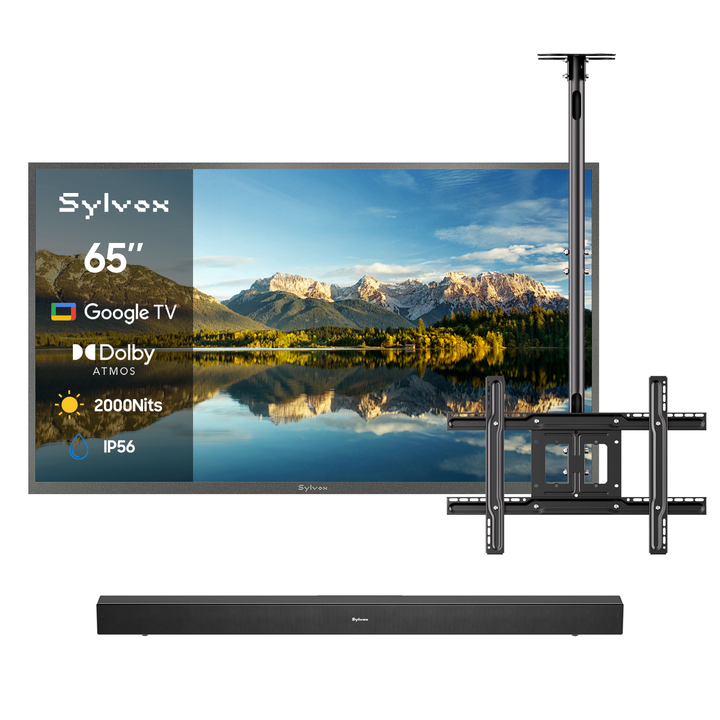 SMART Google TV Extérieur Étanche Plein Soleil 65’’ (165 cm) 4K UHD – Pool Pro 3.0