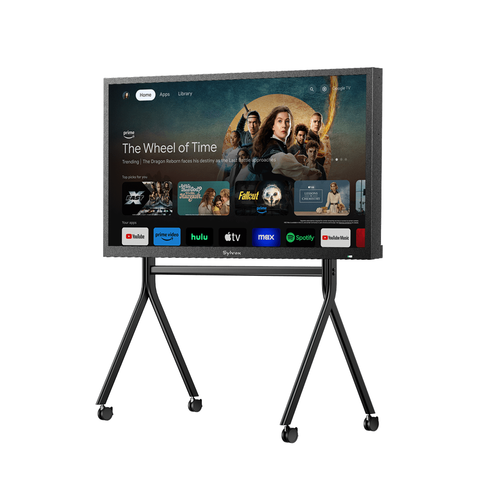 Support TV extérieur sur roulettes pour écrans 65–86’’ résistant aux intempéries