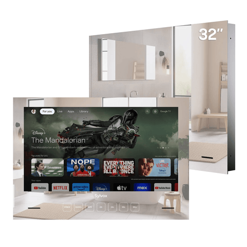 TV miroir étanche 32’’ encastrable pour salle de bain